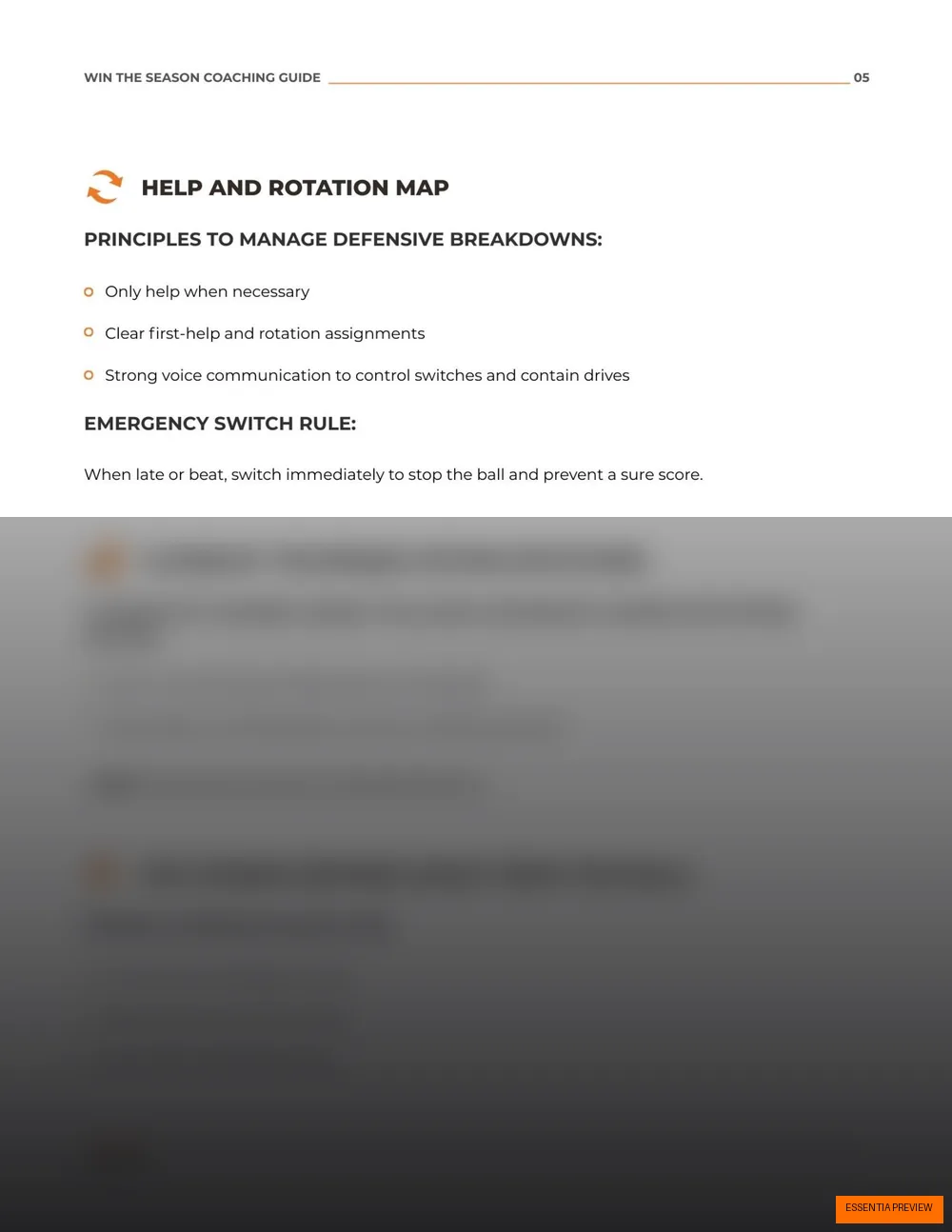 Preview of the ESSENTIA help and rotation defensive framework page
